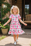 Western multiple retro prints swirl girls boutique dress DLH1215-02 (A1S3)