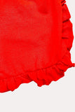 DLH1215-17 Red floral short sleeve 2pc short & top girls set A3S2