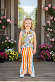 Western chic top & striped bell bottoms girls boutique set DLH1215-38 (A7S3)