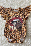 DLH1224-11 Leopard printed cow girl bandana lips printed baby onesie wholesale