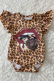 DLH1224-11 Leopard printed cow girl bandana lips printed baby onesie wholesale