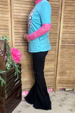 Women T-shirt wholesaler Rodeo cowgirl printed turquoise & short sleeve DLH12320 Ffloor