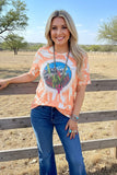 Western cactus printed short sleeve women's boutique top DLH12333 DS11