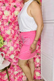 Women's skirt wholesale Pink denim & rhinestone tassels & pockets DLH13628 IS9
