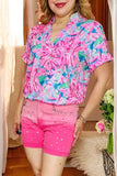 Denim shorts wholesale women clothing pink shorts w/rhinestone and pocket DLH13766 IS9