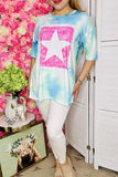 Western women's boutique clothing wholesale Paisley & Star tie dye short sleeve top DLH13949