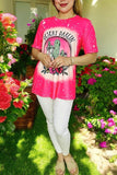 Western women's clothing wholesale DESERT DARLIN Cactus pink short sleeve t-shirt DLH13980 IS13