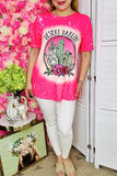 Western women's clothing wholesale DESERT DARLIN Cactus pink short sleeve t-shirt DLH13980 IS13