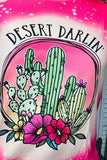 DESERT DARLIN Cactus printed pink short sleeve top DLH13980