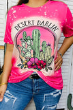 DESERT DARLIN Cactus printed pink short sleeve top DLH13980