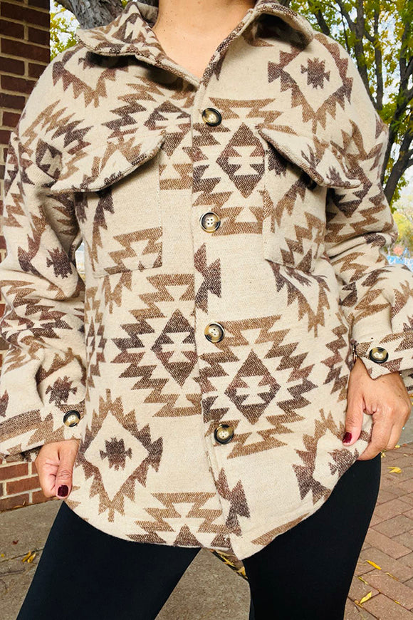 Aztec western long sleeve shacket w/buttons and pockets DLH14232