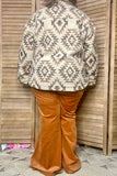 Wholesale aztec long sleeve women shacket w/buttons and pockets DLH14232