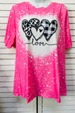 Leopard/Plaid hearts printed love short sleeve t-shirt DLH14551