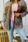 Leopard denim long sleeve top w/buttons and pockets DLH14576