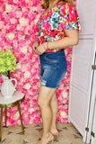 Women's ripped short wholesale blue denim w/Rhinestone and pockets DLH14748 IS9