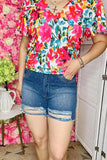 Women's ripped short wholesale blue denim w/Rhinestone and pockets DLH14748 IS9