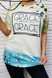 GRACE printed short sleeve women top DLH14755