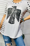 DLH14782 Eagle & Stars printed short sleeve women top IS18