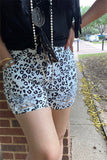 DLH14790 Leopard denim women shorts w/holes and pockets IS18