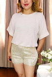 Wholesale women‘’s shorts Ivory sequin with pockets and elastic band DLH15246 ( IS10)