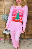 "CHRISTMAS" tree printed top & pant 2pc women pajamas set DLH15631