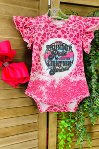 DLH2311 Pink leopard THE THUNDR ROLLS & THE LIGHTNING STRIKES printed baby onesie