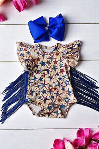 Baby rompers wholesale Stars printed with fringe tassels DLH2314