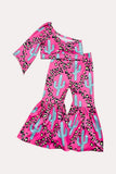 Western cheetah & turquoise cactus top & pant girl's boutique set DLH2317 (A3S5)