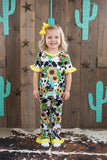 Western COW & SUNFLOWER ruffle girls boutique set DLH2323 (A1S8)