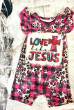 LOVE LIKE JESUS Pink leopard printed baby onesie DLH2328 (A14S1)