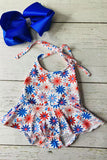 Baby romper wholesale USA Multi color floral printed baby onesie w/headband DLH2329