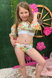 Floral printed girl 3pc girls swimsuits set DLH2334 A8S4