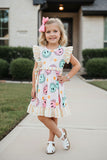 Chic happy face & daisy swirl girl's boutique dress DLH2337 (A1S3)