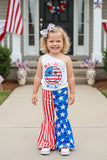 Girls outfit sets wholesale MERICA VIBES USA & Smile face printed 2pc sets DLH2342 A9S7