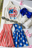 Girls outfit sets wholesale MERICA VIBES USA & Smile face printed 2pc sets DLH2342