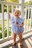 Plaid cherry & floral embroidery printed baby onesie DLH2350 (A13S4)
