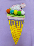 Western Ice cream top w/pompoms & white shorts girls boutique set DLH2352 (A3S4)