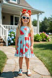 Trendy patchwork watermelon printed girl boutique dress DLH2365 (A2S3)