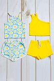 Western Daisy & Yellow top & shorts girls boutique set (2 sets bundle) DLH2400 (A5S6)