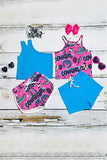 Mix & match pink "COWGIRL" & blue girls boutique sets (2 sets bundle) DLH2401 (A4S7)