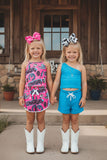 Mix & match pink "COWGIRL" & blue girls boutique sets (2 sets bundle) DLH2401 (A4S7)