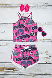 Mix & match pink "COWGIRL" & blue girls boutique sets (2 sets bundle) DLH2401 (A4S7)