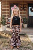 Western black pompom tops leopard print pant girls outfit sets DLH2410 (A6S7)/CLE