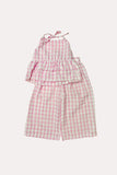 Chic seersucker checkered top & wide leg pant girls boutique set DLH2411 (A7S5)