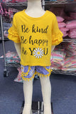 Chic "Be kind, Be happy, Be YOU" daisies yellow girls boutique set DLH2424 (A3S8)
