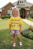 Chic "Be kind, Be happy, Be YOU" daisies yellow girls boutique set DLH2424 (A3S8)