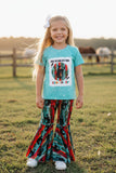 Western rodeo top & striped pant 2pc girls boutique set DLH2438 (5S7)