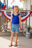 Chic Royal blue ruffle sleeveless boutique girls tank top DLH2449 (A7S9)