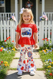 Children clothing suppliers 4th American girl patriotic printed girls clothing sets DLH2451 A9S3
