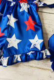 Kids jumpsuit suppliers Red White star printed one piece girls romper with belt DLH2453
